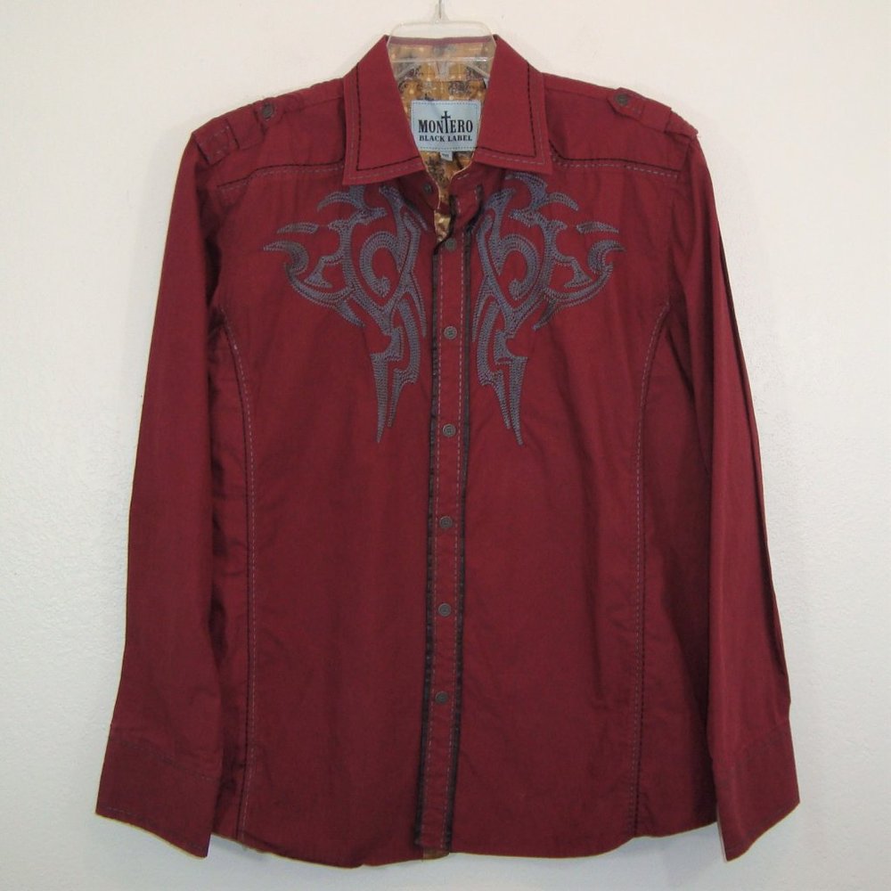 Montero Black Label Embroidered Flip Cuff Button Up Shirt Size 3XL? - Picture 3 of 9